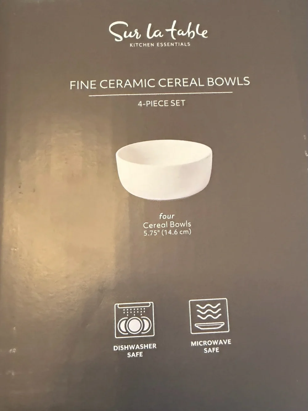SUR LA TABLE NWT 4pc ceramic cereal bowl set -white -5.75”
